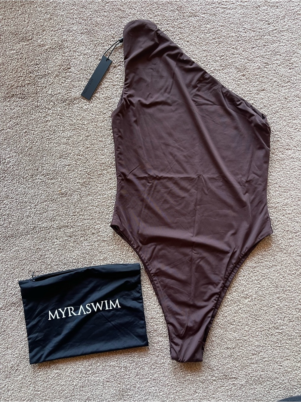 Myraswim One-Shoulder One-Piece Swimsuit in Chocolate Brown